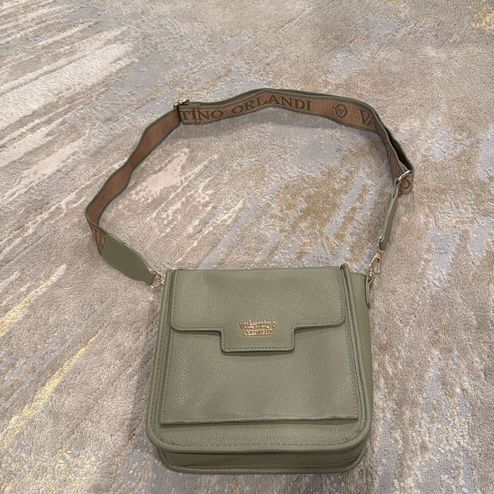 Valentino Orlandi Crossbody Purse sage Green V-2009- MSRP $259 EuC gold hardware